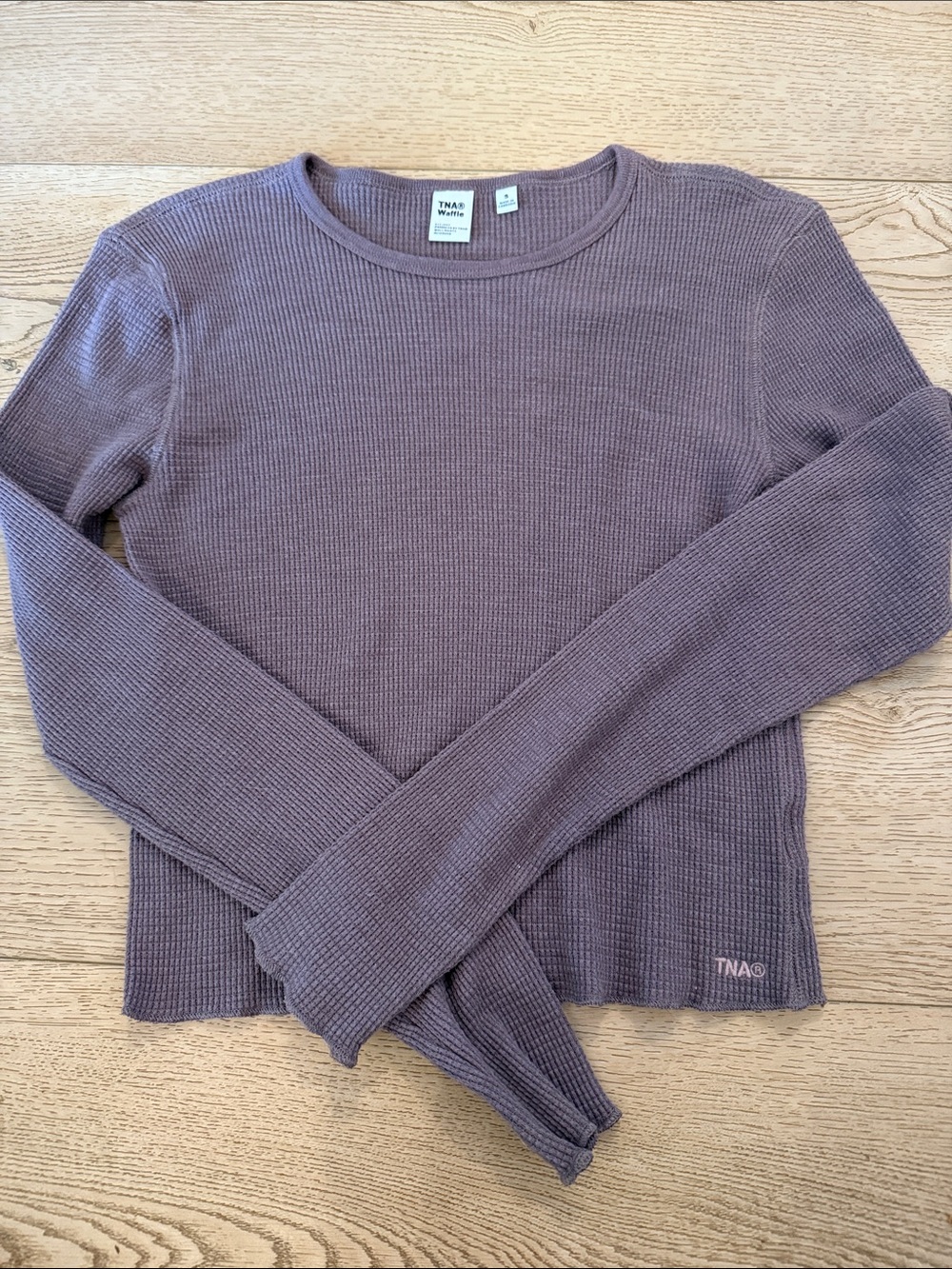 TNA Long Sleeve Waffle Knit Top - Mauve Purple